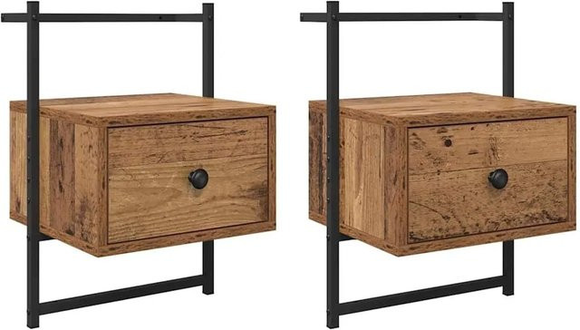 vidaXL Nachttisch Set 2 Stück aus Altholz in Braun, rustikaler Holzwerkstoff für dein Schlafzimmer, B: 35 cm, T: 30 cm, H: 51 cm - Bild 1