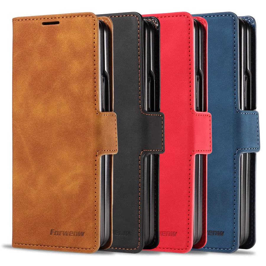 Retro Leder Handyhülle mit Kartenfach und Magnetverschluss für Samsung Galaxy Z Fold 7 6 5 4 3 in Schwarz - Bild 5