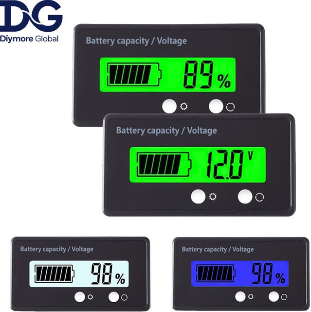 Batteriekapazitätsspannungsmesser mit Alarm zur Anzeige der Batteriekapazität für DC 12V 24V 36V 48V 72V in Blau und Schwarz - Bild 1