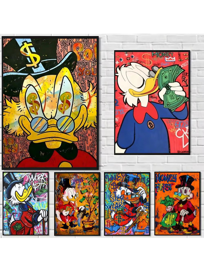 Potdemiel Disney Donald Duck Graffiti-Kunstgemälde auf Leinwand in Weiß und Multicolour - Bild 3