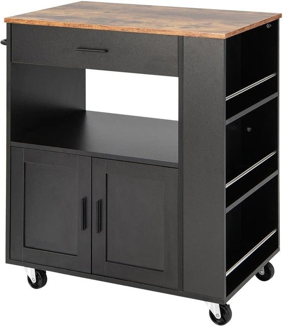 Costway Küchenwagen mit Arbeitsplatte in Schwarz, B/T/H: 50 x 82 x 92 cm - Bild 1