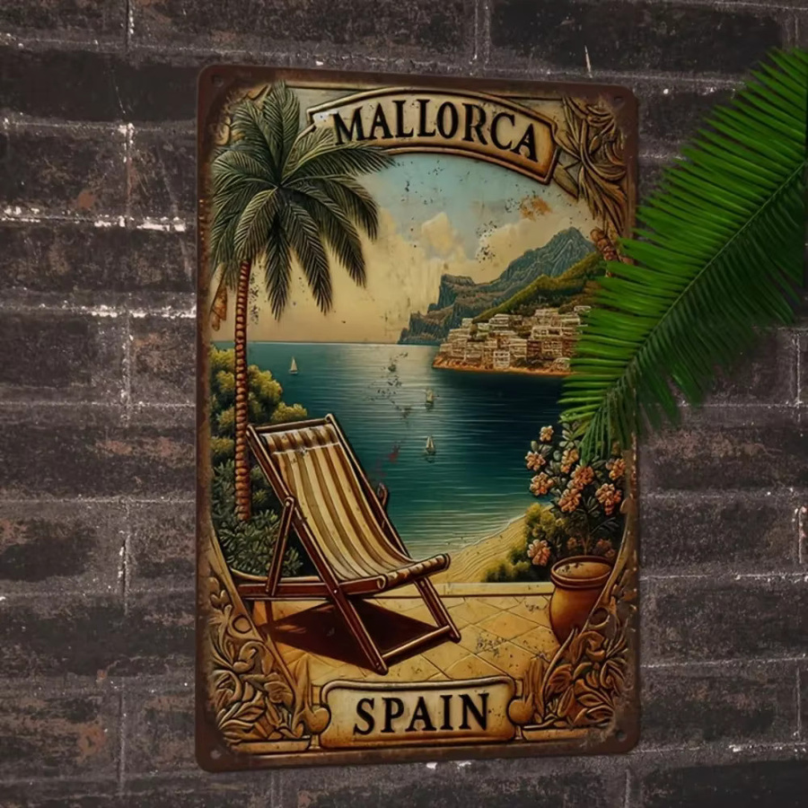 Mallorca Vintage Reiseplakat HELLOYOUNG Aluminiumschild Metall Wandkunst Mehrfarbig - Bild 4