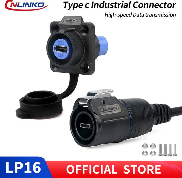 CNLINKO LP16 Wasserdichter USB Typ-C Kabelstecker Schwarz mit 5A Schnellladung und USB 3.1 Hochgeschwindigkeits-Datensynchronisation - Bild 1