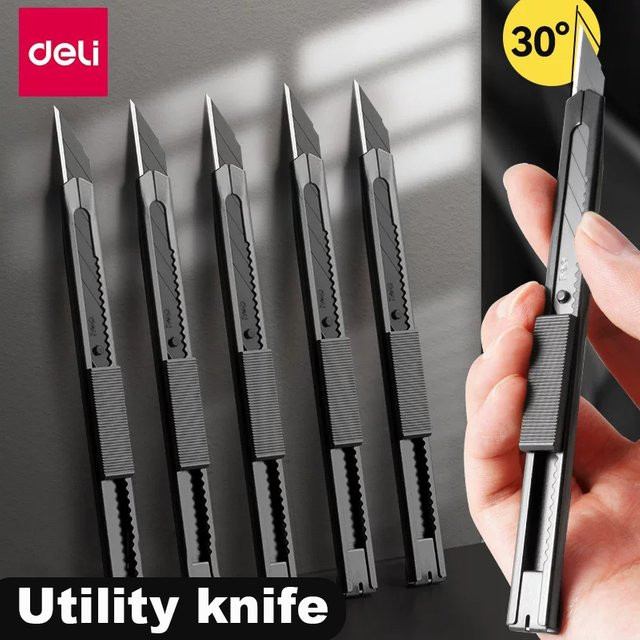 Deli Metall-Universalmesser mit 9mm Klinge aus gehärtetem Stahl als tragbares Bastelmesser zum Schneiden von Papier und Karton - Bild 1