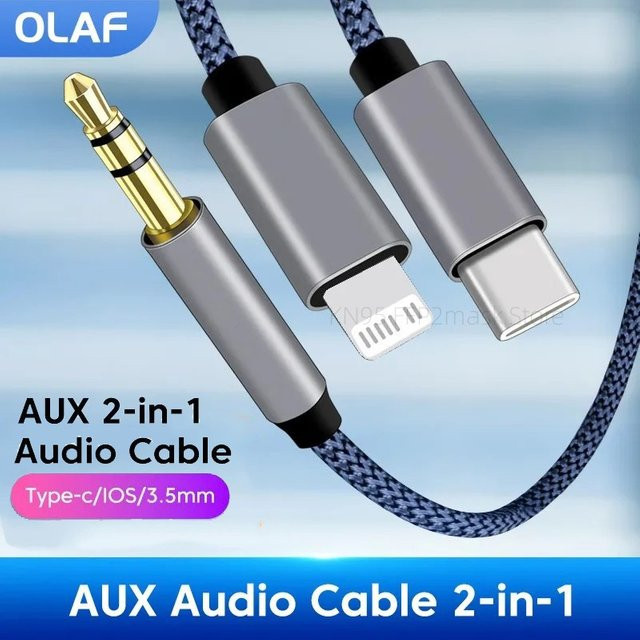 Olaf 2-in-1 Aux-Audiokabel USB-C und Lightning auf 3,5-mm-Klinke Konverter für iOS und Android Geräte - Bild 1