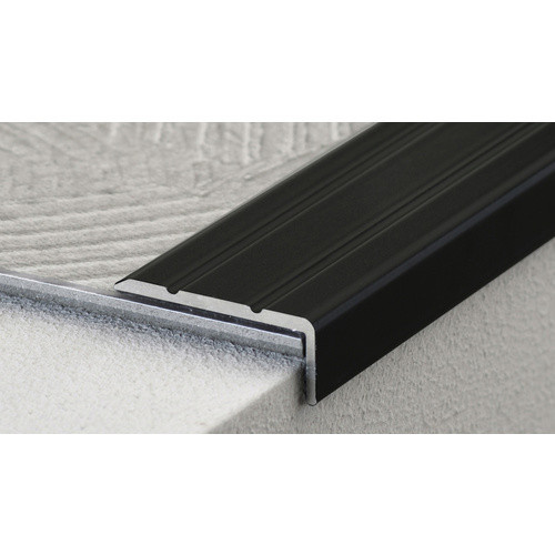 Carl Prinz Winkelprofil Treppenkante aus Aluminium selbstklebend grau B: 24,5 mm, H: 10 mm - Bild 1