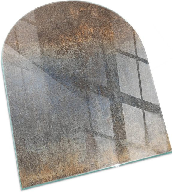 Tulup Kaminglasplatte aus Glas mit abstraktem Texturmuster in Braun, B/T/H: 80 x 70 cm - Bild 1