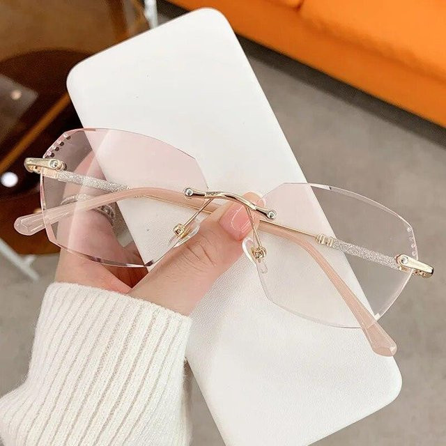 KaiTingu Lesebrille, randlos, hexagonal, Metall, Gold, Unisex - Bild 1