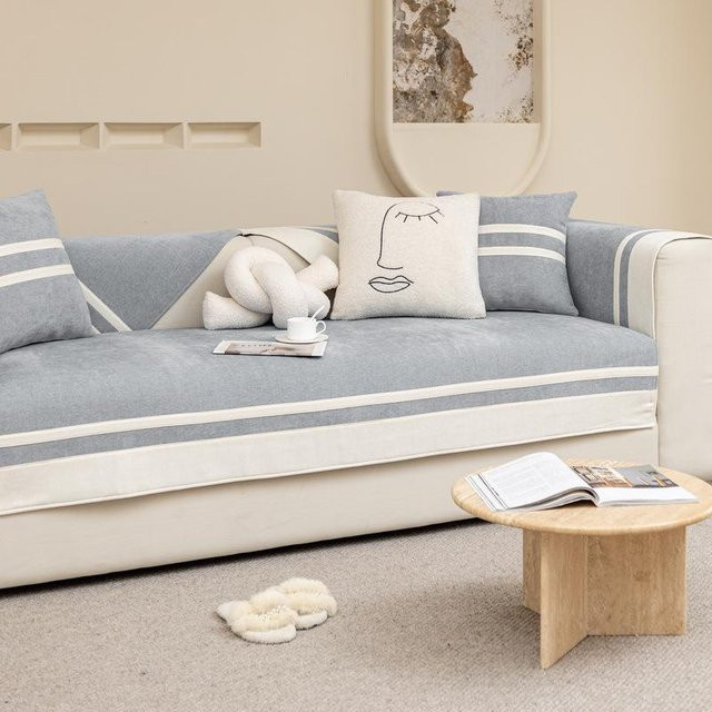 Super Six Nordisches Sofakissen Khaki Gestreift mit Kissenbezug B/B: 70 x 70 cm - Bild 1