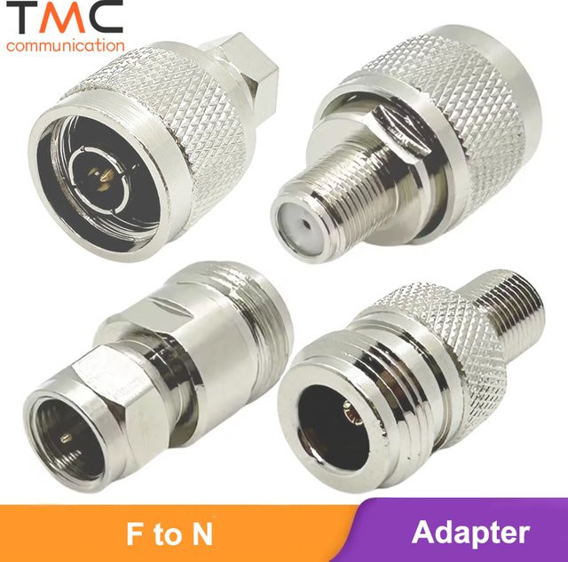 Tinymons RF Koaxial Adapter Kit F auf N Adapter Messing Typ N auf F männlich und weiblich in Gold oder Silber - Bild 1
