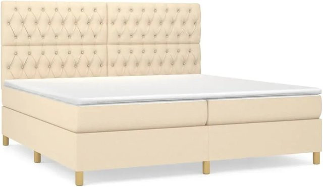 vidaXL Boxspringbett Hybrid mit Matratze und Taschenfedern, Farbe Creme, B/T/H: 200 x 200 x 118 cm - Bild 1