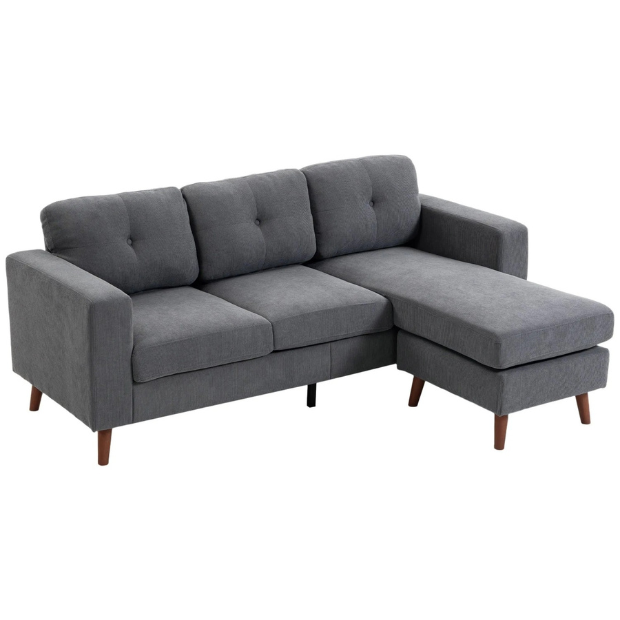 HOMCOM Ecksofa modern in Grau, Polster-Eckcouch aus Polyester mit Cord-Stoff und wendbarer L-Form, B/T/H: 192 x 137 x 84 cm - Bild 2