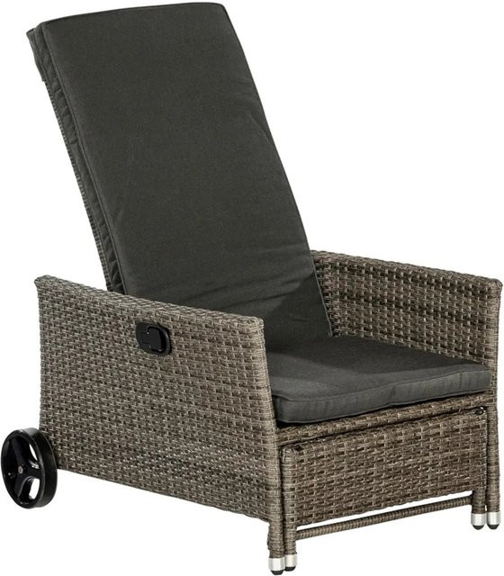 Merxx Gartenliege aus Stahl mit Auflage in Grau, B/T/H: 175 x 68 x 105 cm - Bild 1