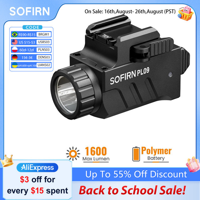 SOFIRN PL09 Taktische LED Taschenlampe in Schwarz mit 1600 Lumen und Stroboskop-Modus - Bild 1