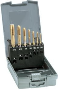 GÜHRING Maschinengewindebohrer-Set DIN371/376 HSSE TiN Form B M3-12 mit Kernlochbohrern in Gold - Bild 1