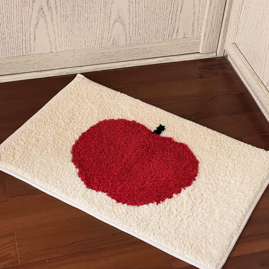 VIKAMA Badezimmermatte mit Apfelmuster in Beige, weiche und rutschfeste Plüsch-Fußmatte für Wohnzimmer und Schlafzimmer, B/T: 60 x 40 cm - Bild 2