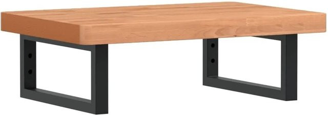 vidaXL Waschbeckenregal zur Wandmontage aus Stahl und massivem Buchenholz in Schwarz und Braun - Bild 1