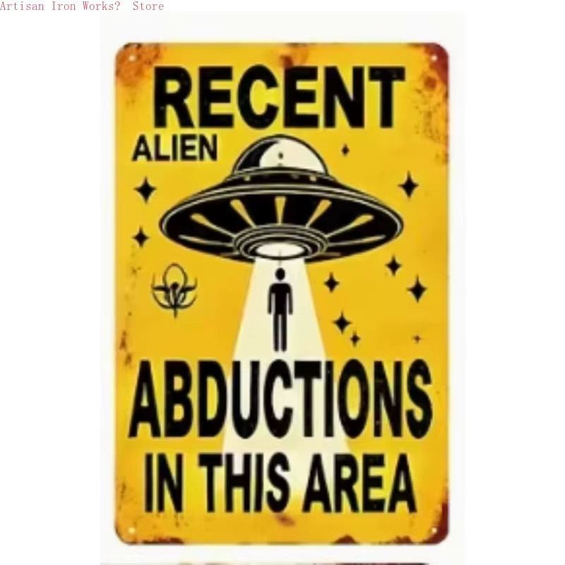 Potdemiel Vintage UFO Metallblechschild Alien Wanddekoration, B/H: 30 x 20 cm - Bild 3