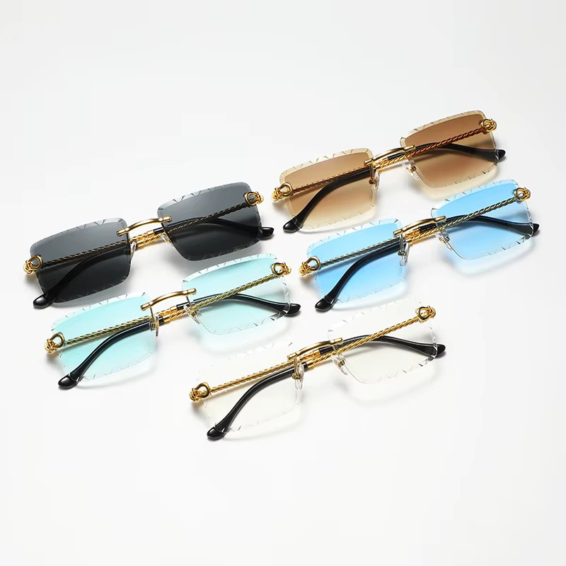 Randlose Cutaway-Sonnenbrille, quadratisch, Metall - Bild 1