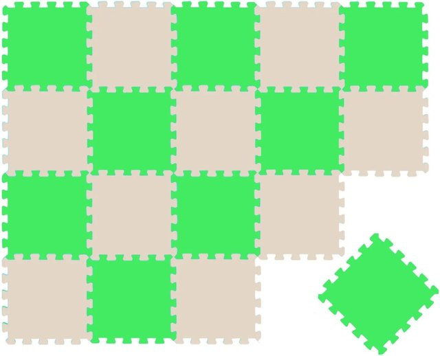 LittleTom Baby & Kinder Puzzlematte aus Schaumstoff, 18 Stück, Hellgrün & Beige, B/T: 30 x 30 cm - Bild 1