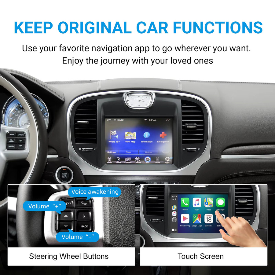 LEXXSON Wireless CarPlay und Android Auto Retrofit Kit Decoder Box für Chrysler 300-Serie 2011–2016, Schwarz - Bild 6