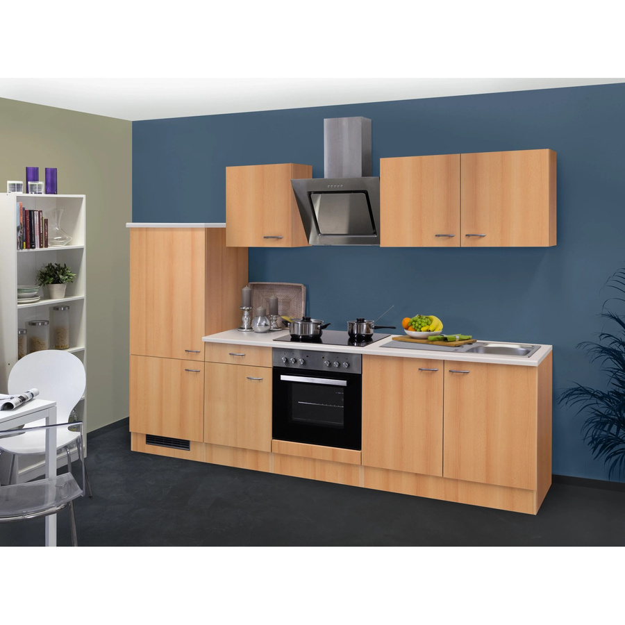 Flex-Well Classic Küchenzeile Nano in Buche Nachbildung, Farbe Braun, B: 270 cm, H: 162 cm, T: 60 cm - Bild 2