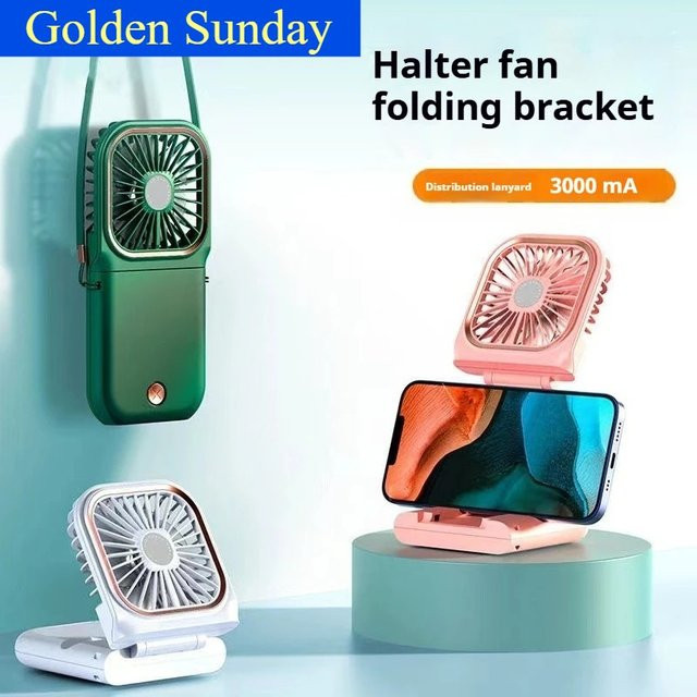 Golden Sunday Mini Nackenventilator Blau, Tragbarer USB-Wiederaufladbarer Handventilator und Desktop-Ventilator aus Kunststoff - Bild 1