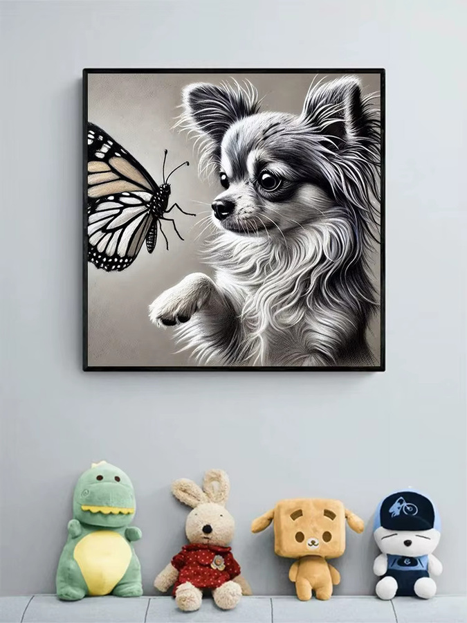 EverShine Diamantmalerei Schmetterling und Hund 5D Mosaik DIY Stickerei Set mit runden Steinen in Multicolour, B/H: 20 x 20 cm - Bild 4