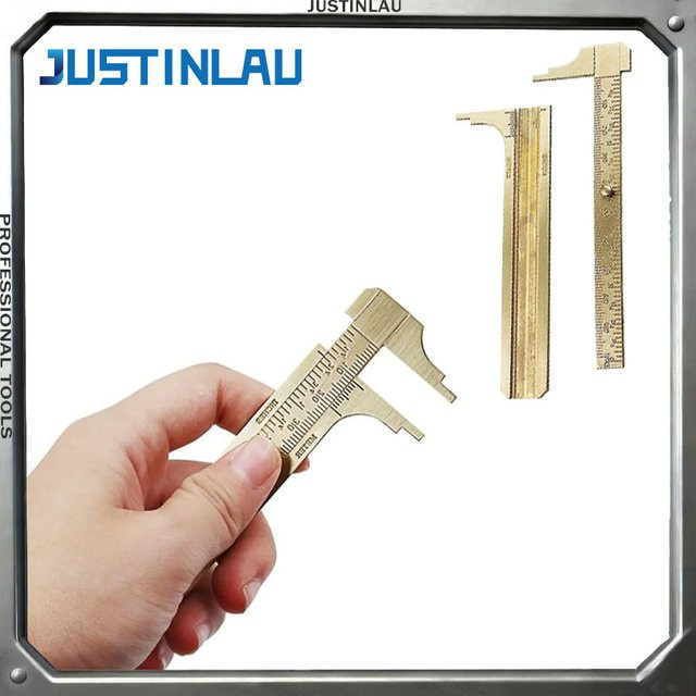 JUSTINLAU Mini-Schiebemaß aus Kupferlegierung in Gold, 100 mm Messlatte mit Doppelskala aus Messing - Bild 1