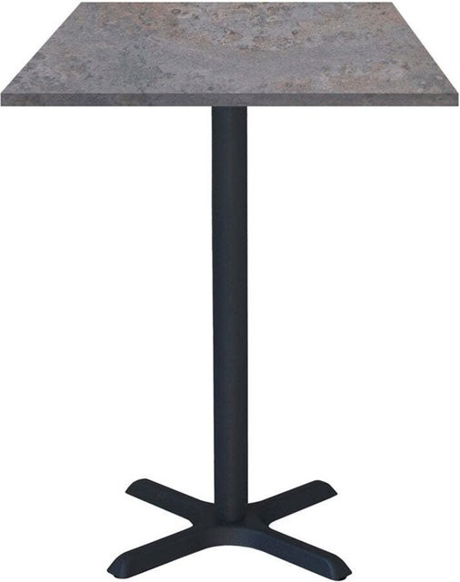 RestooTab Stehtisch Dina quadratisch in Stein-Optik mit schwarzem Gestell, B/T/H: 60 x 60 x 112 cm - Bild 1
