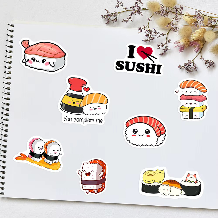 Wasserdichte Kawaii Sushi Aufkleber in Multicolour für Laptops, Flaschen und Scrapbooking - Bild 3