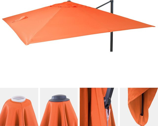 Ersatzbezug für Luxus-Ampelschirm MCW-A96 aus Polyester, Farbe: Terracotta, B/T: 3 x 4 m (Ø 5 m) - Bild 1