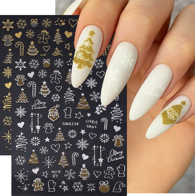 SWEET TREND Nail Art Aufkleber, Gold Silber, 2 Stück - Bild 1
