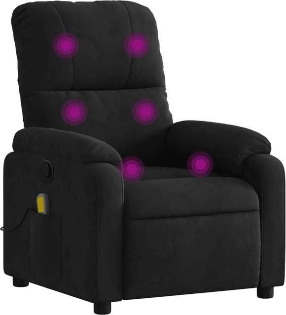 vidaXL Massagesessel Schwarz aus Mikrofasergewebe mit Armlehnen und Schaumstoffpolsterung - Bild 1