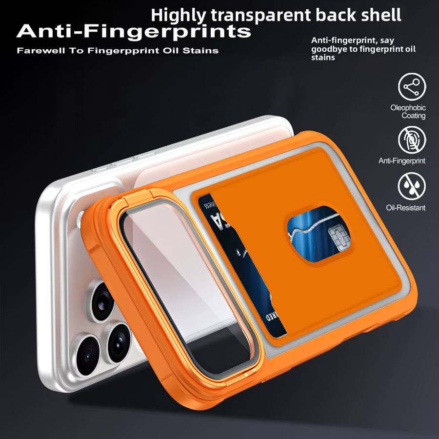 szHAIyu Transparente Handyhülle mit Acryl-Kartenhalter und Kameraständer für iPhone 11 bis iPhone 17 Air Pro Max, stoßfeste Schutzhülle - Bild 5