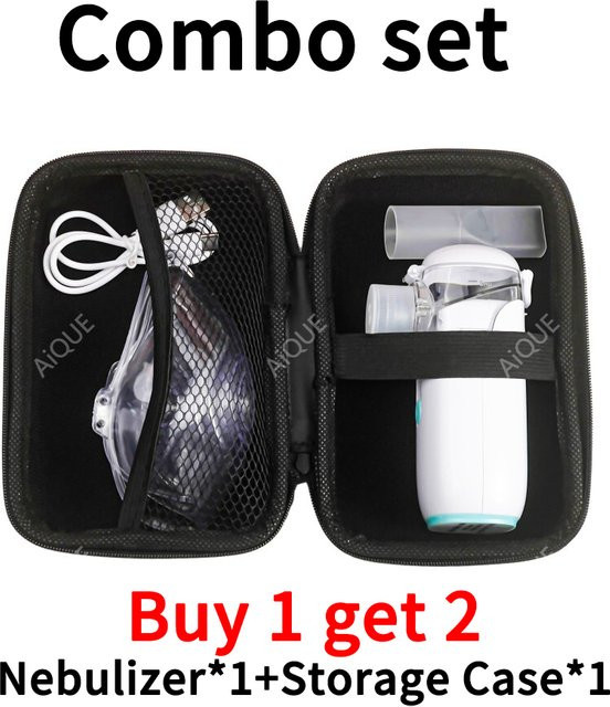 JUSTLANG Combo-Set Ultraschall-Netzvernebler in Weiß, tragbarer medizinischer Inhalator für Kinder und Erwachsene mit Etui - Bild 1