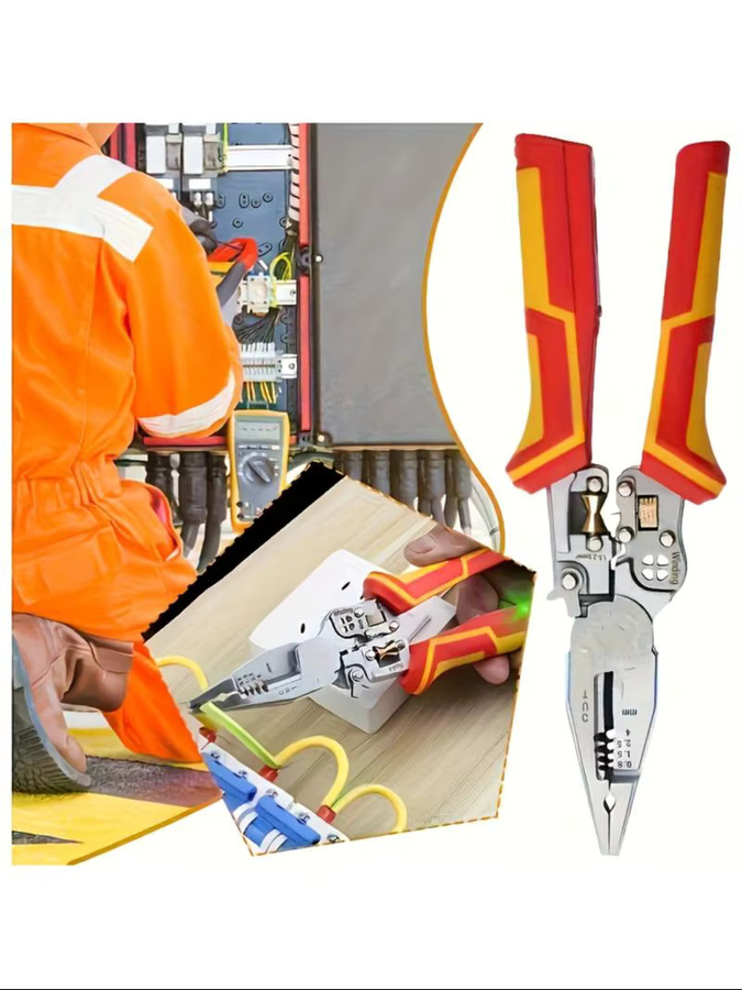 LiTuiLi 9-in-1 Multifunktionale Abisolierzange mit Spannungsprüfer in Rot und Blau für Elektroarbeiten - Bild 4