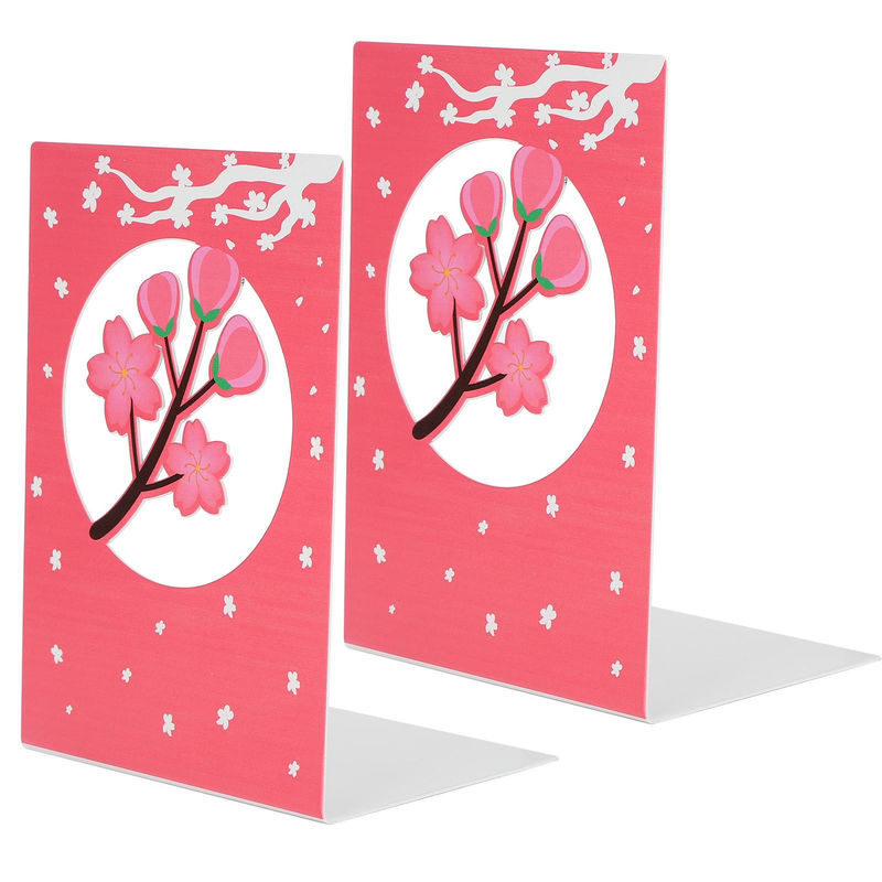 GoolRC Metall-Buchstützen Sakura in Rosa mit floralem Design, 2 Stück - Bild 4