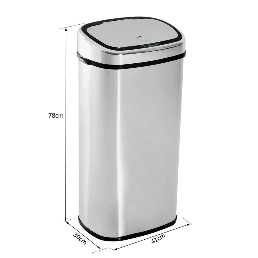 HOMCOM Automatik Mülleimer mit Sensor aus Edelstahl in Silber, Volumen: 68 l, B/H/T: 29,5 x 78 x 40,5 cm - Bild 3