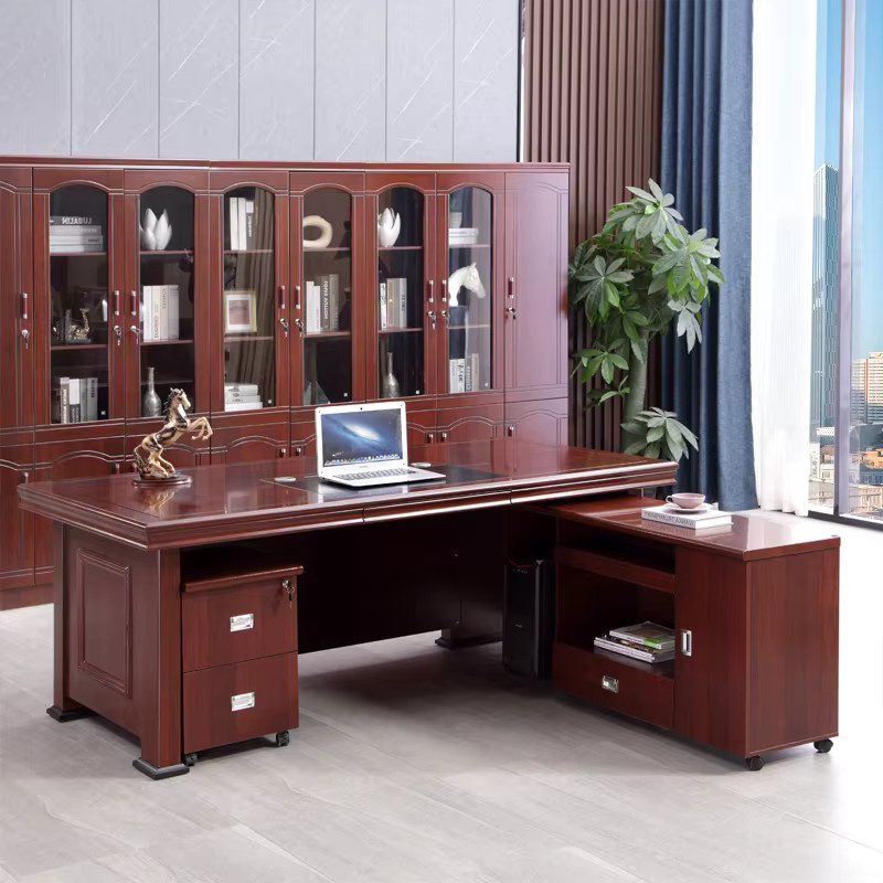 DUTRIEUX Computer Schreibtisch aus Holz in Braun mit Rollen für dein Home-Office - Bild 3