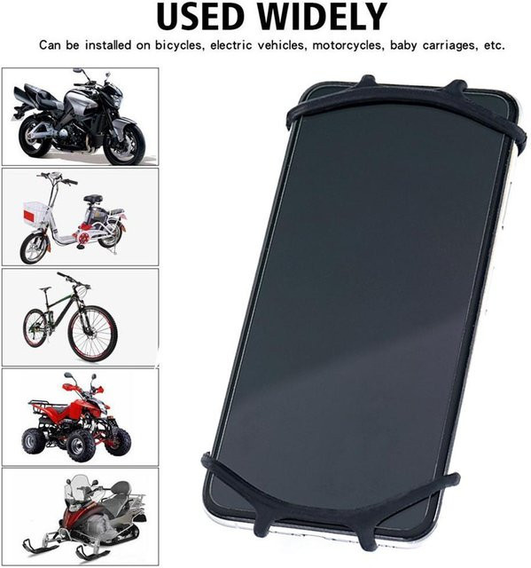 Stoßabsorbierender Silikon Fahrrad Handyhalter für iPhone Samsung Sram und Garmin in Schwarz - Bild 1