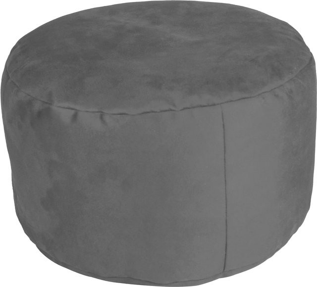 Linke Licardo Hocker Pouf Noble Soft in Grau mit Samtbezug, Durchmesser: 47 cm, Höhe: 34 cm - Bild 1