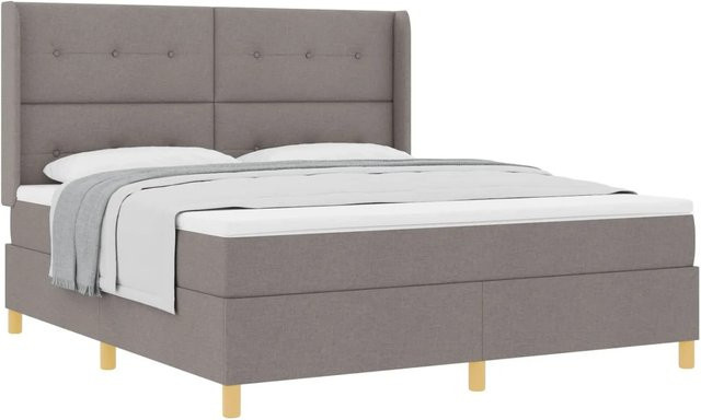 vidaXL Boxspringbett Hybrid mit Matratze in Taupe und Grau, Stoff, B/T: 180 x 200 cm, H: 128 cm - Bild 1