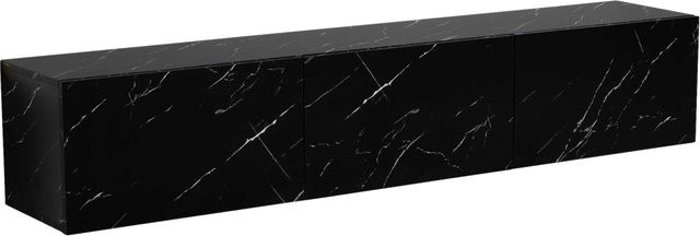 Wohnling Lowboard modern in Schwarz mit Marmor-Optik, B/H/T: 160 x 30 x 30 cm - Bild 1