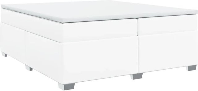 vidaXL Boxspringbett mit Matratze aus Kunstleder in Weiß, B/T/H: 200 x 200 x 46 cm - Bild 1