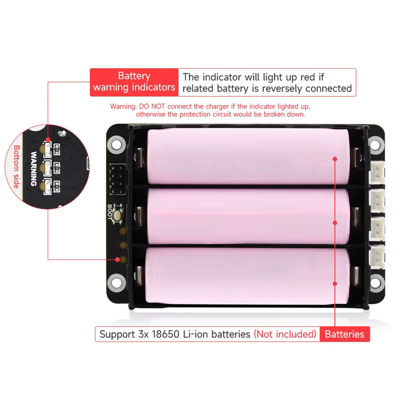 Caturda Stromversorgungsmodul für Raspberry Pi 5 und 4B, 5V 5A, unterstützt 3S und gleichzeitiges Laden, Schwarz - Bild 3