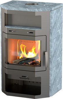 THERMIA Kaminofen Saarbrücken aus Naturstein in Grau mit 8,5 kW Leistung, B/T/H: 103 x 50 x 64 cm - Bild 1