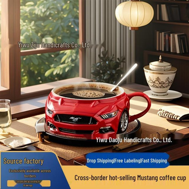 Kreative Kaffeetasse in Mustang-Form in Violett und Rot - Bild 1