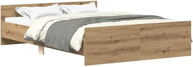 vidaXL Bettgestell Artisan-Eiche ohne Matratze, Farbe Braun, B/T/H: 140 x 203 x 50 cm - Bild 1