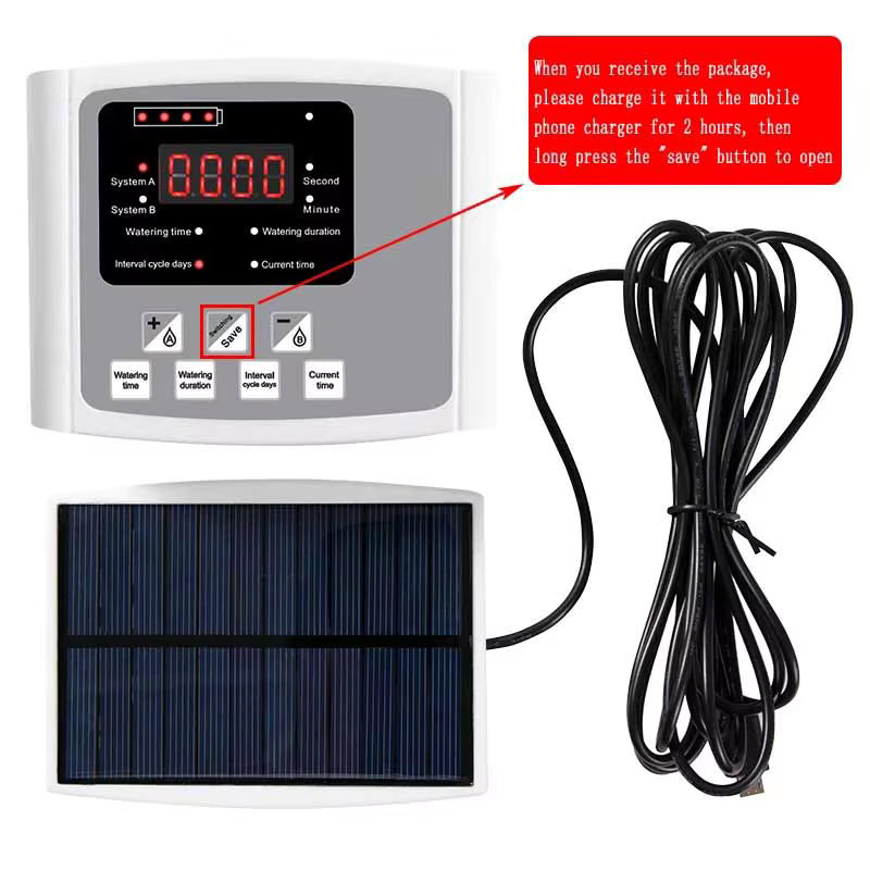 Automatisches Solar Bewässerungssystem für den Garten mit Bewässerungs-Timer und Tropfbewässerungs-Kit in Grau und Weiß - Bild 2